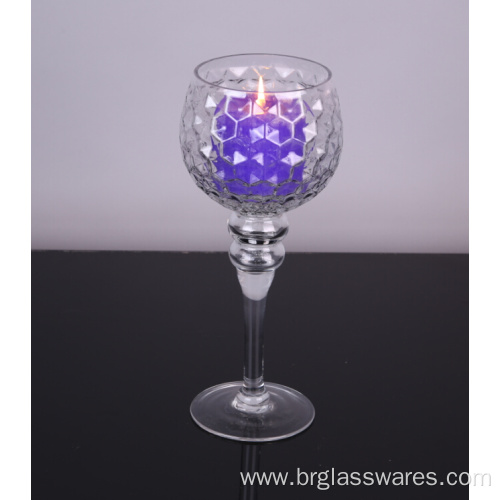 mouth blown glass hurricane candle holders